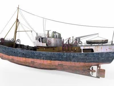 North Sea Diesel Trawler Low-poly 3D model