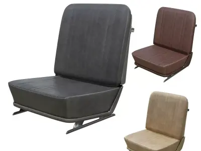 Classic Car Seat many Leather PBR Options Low-poly 3D model