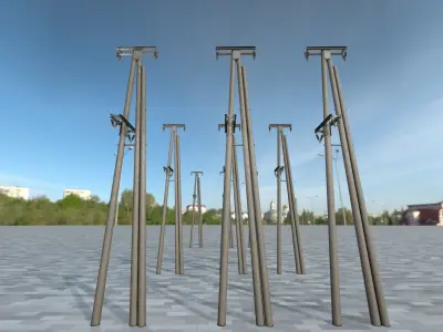 Wooden Electricity Pole without Ladder - Object 049 Low-poly 3D model