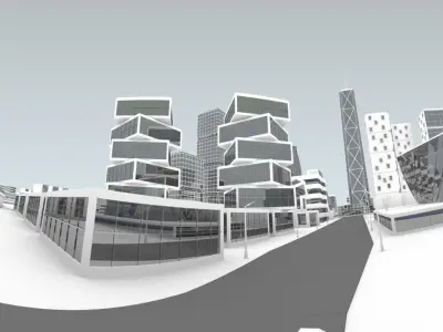 Future city Low-poly 3D model