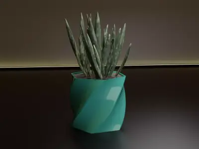 Twist pot flower plant 3D print model