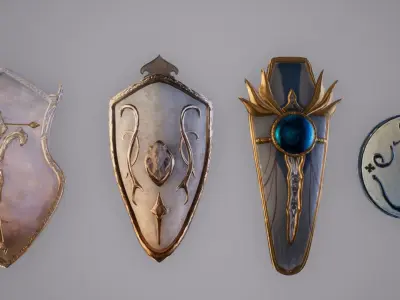 Fantasy Shields Low-poly 3D model