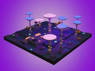 Magic Mushroom Biome Low-poly 3D model
