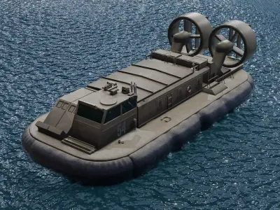 Hovercraft floating in water Low-poly 3D model