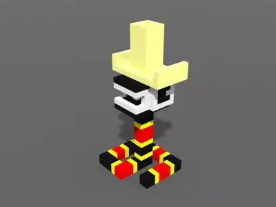 Voxel Coral Snake Low-poly 3D model