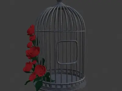 Old cage and roses 3D model