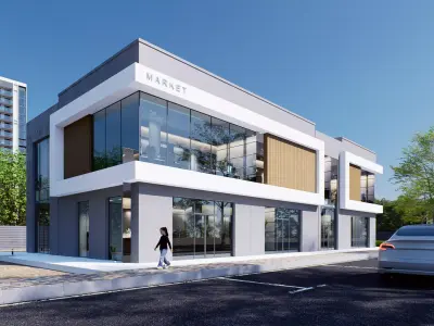 Building market Low-poly 3D model