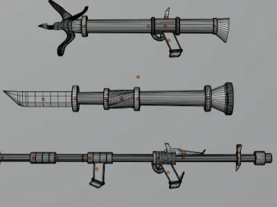 Low Poly Gunblade 3D model