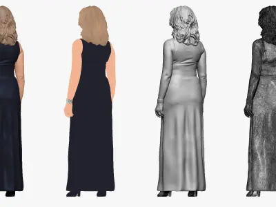 001503 woman in an evening dress 3D model