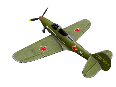Bell P-39C Airacobra Soviet Fighter Plane  Low-poly 3D model