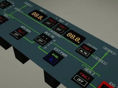 Airbus A320 Overhead Electrical Panel Low-poly 3D model