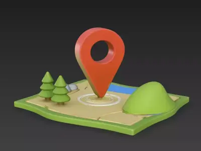 3D Stylized Map Navigation Pin Icon PBR 4K 3D model