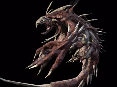 Flying carnivorous beetle Low-poly 3D model