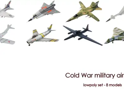 Cold War military aircraft set - 8 models 3D Model Collection