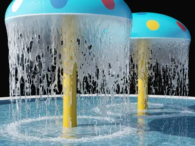 Water park mushroom fountain 3D model