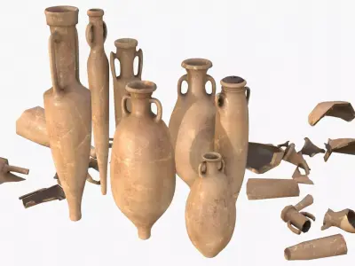 Amphora - Damaged Old Terracotta Low-poly 3D model
