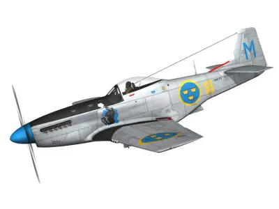 North American P-51D Mustang - Swedisch Airforce 3D model