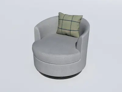 kresla swivel chair with plaid pillow 3D model