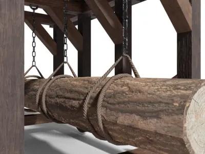 Battering ram medieval Low-poly 3D model