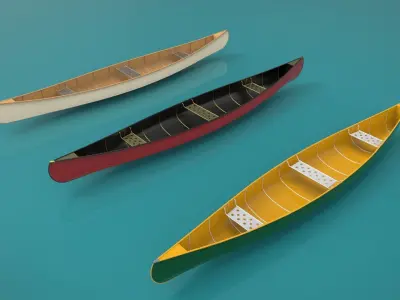 Canoe boat ship river 3D model