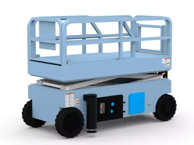 Rigged Scissor Lift Aerial Work Platform - Low Poly Low-poly 3D model
