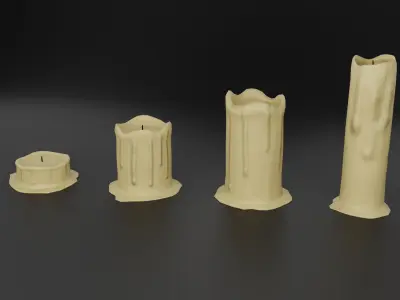 Candles Set Low-Poly 3D Model candle Free low-poly 3D model