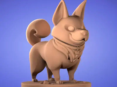 Dog Corgi High-poly and Low-poly 3D Model 3D model