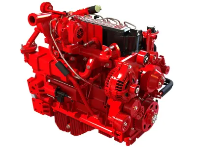 Red Cummins Engine 3D model