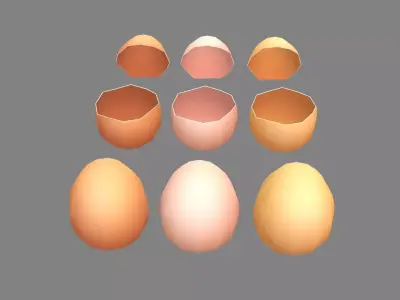 Cartoon eggs - broken egg shell Low-poly 3D model