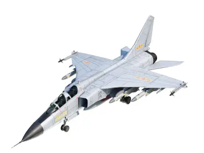 PBR Xian JH-7A flounder Fighter Bomber PLA FBC-1 Fighter jet Low-poly 3D model