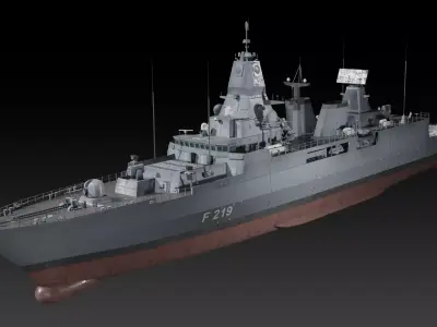 Germa Sachsen class Frigate game ready Low-poly 3D model