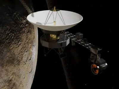 Voyager spacecraft in night sky Low-poly 3D model