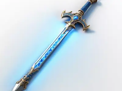 Glowing Magical Sword 3D Model 3D model