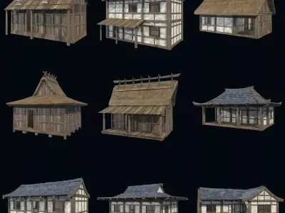 ASIAN JAPAN HOUSE ORIENTAL INDUSTRIAL CITY BUILDING COLLECTION Low-poly 3D model