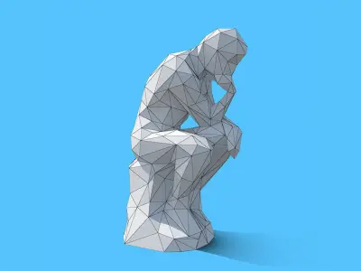 The Thinker Sculpture Low Low-poly 3D model