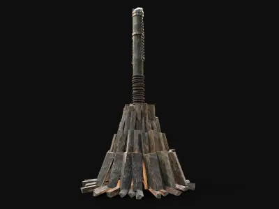 WITCH STAKE TORTURE TORMENT DEATH PYRE Low-poly 3D model
