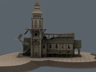 old Church Low-poly 3D model Low-poly 3D model
