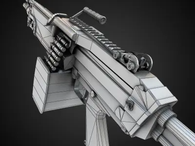 Low poly light machine guns collection Low-poly 3D model