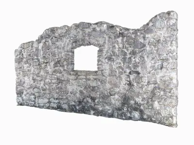 Old castle wall part B Low-poly 3D model