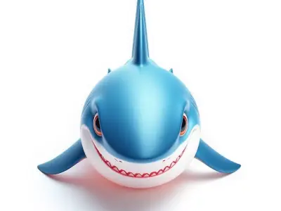 Cute Cartoon Shark 3D Playful Ocean Animal Big Smile Low-poly 3D model