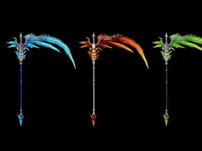Crystal Scythe Low-poly 3D model