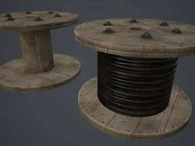 Wire Spool PBR Game Ready Low-poly 3D model