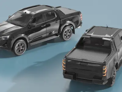 Double Cab Pickup Black 3D model