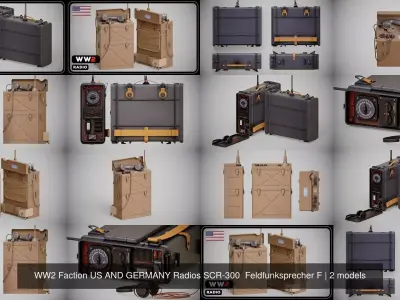 WW2 Faction US AND GERMANY Radios SCR-300 Feldfunksprecher F 3D Model Collection