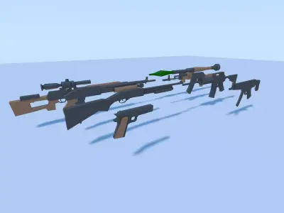 Low Poly Gun Pack - Optimized Weapons Low-poly 3D model