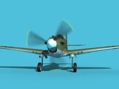 Curtiss P-40B Warhawk V13 USAAF 3D model