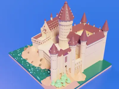 Castle Blender Lowpoly Isometric Low-poly 3D model