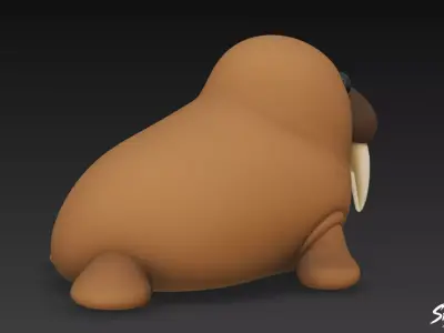 Cartoon Plush Walru Low-poly 3D model