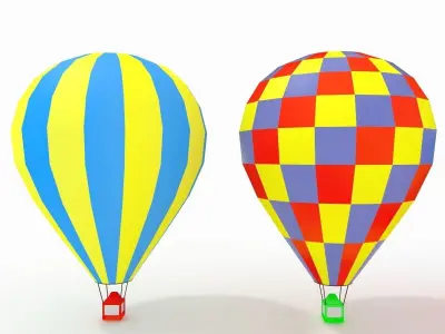 Hot Air Balloons Collection Slylized low-poly Low-poly 3D model