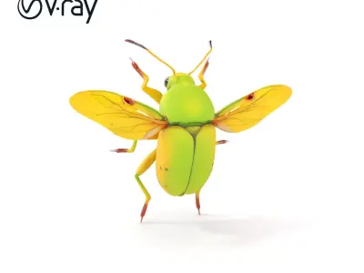 Green Beetle Model Pack with Detailed Textures Low-poly 3D model